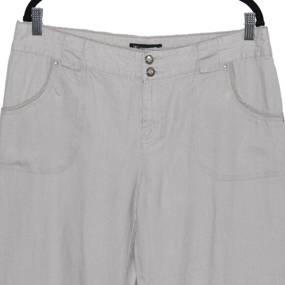 I.N.C 100% Linen Light Grey Casual Pants Size 12 - Picture 2 of 5